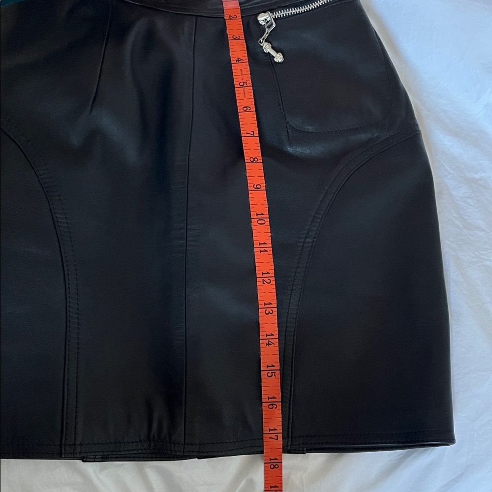 Caché women’s vintage black leather tight high waisted mini skirt biker goth - Picture 12 of 12